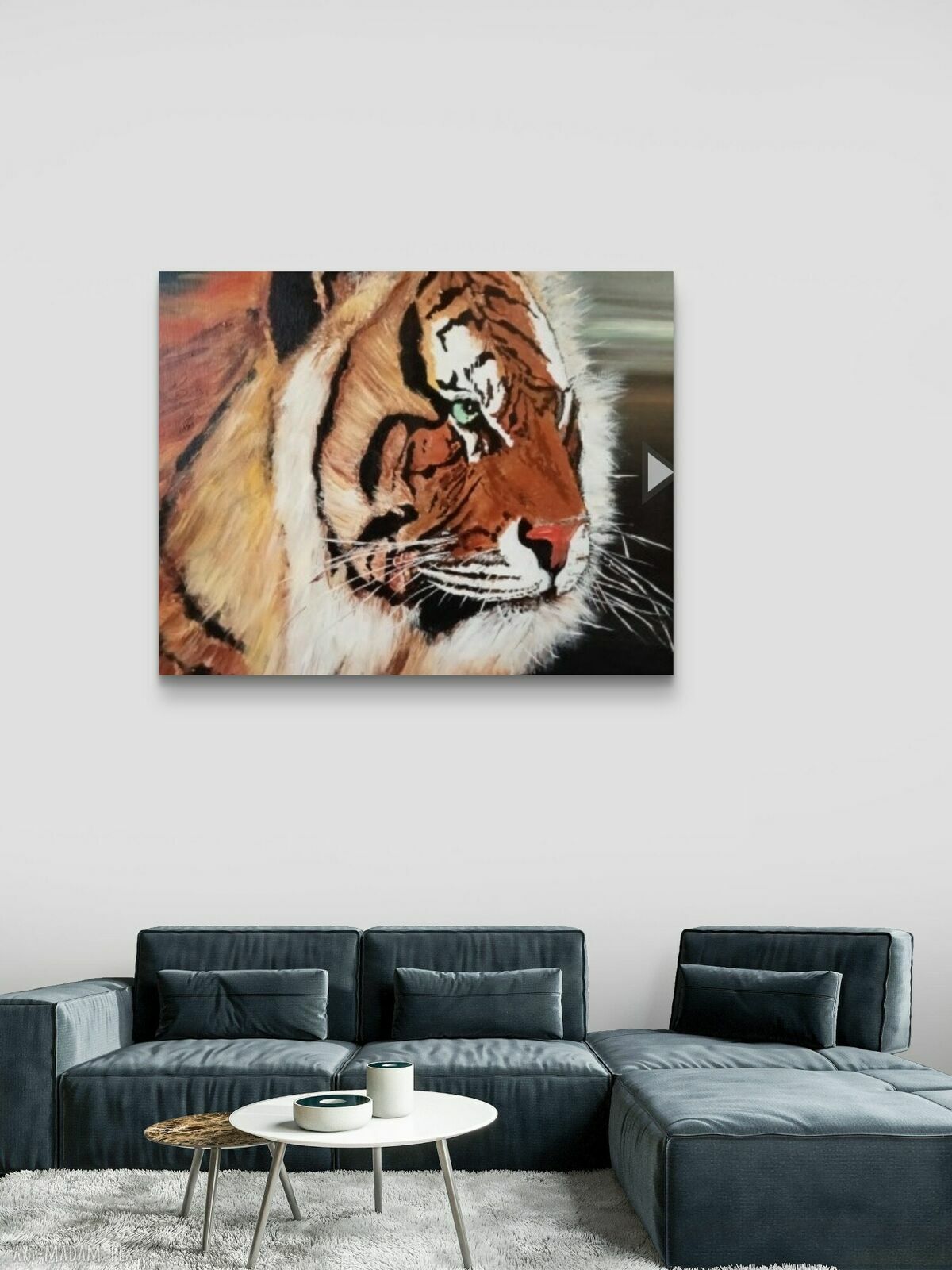 Ręcznie malowany obraz tygrysa na płótnie 50x60 cm