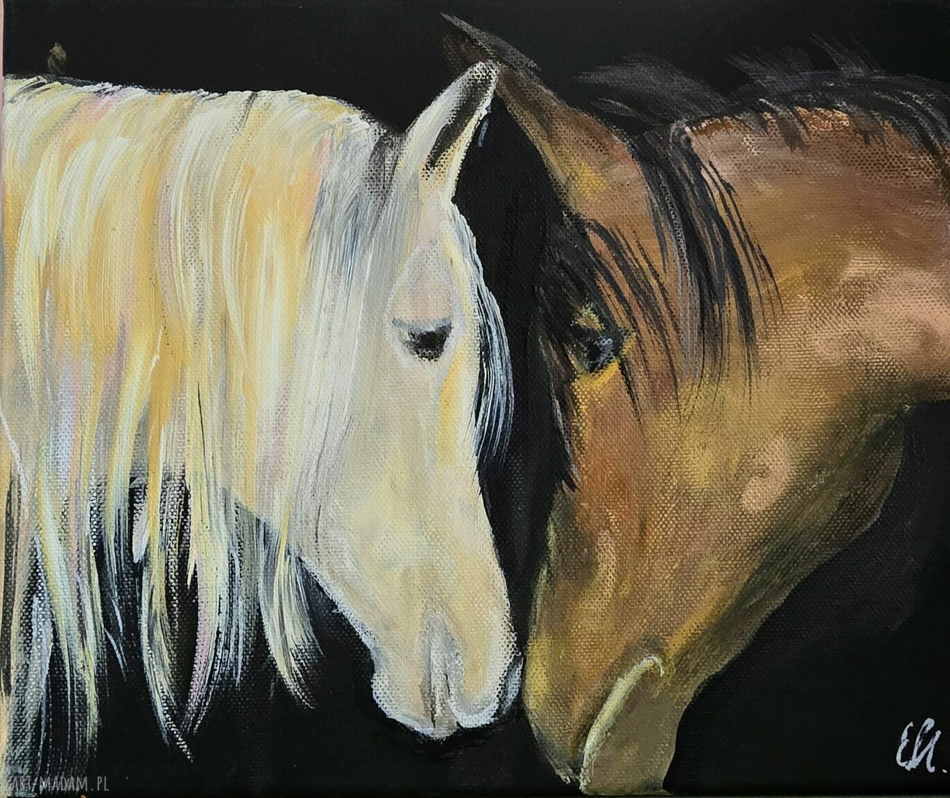 Obraz akrylowy „When eyes meet eyes” - ręcznie malowany - 30/24/2 cm
