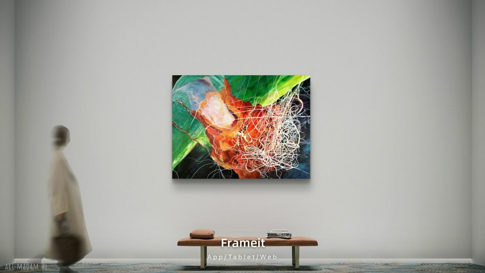 Dominanta - obraz akrylowy z meduzą, ręcznie malowany na płótnie 100x80 cm