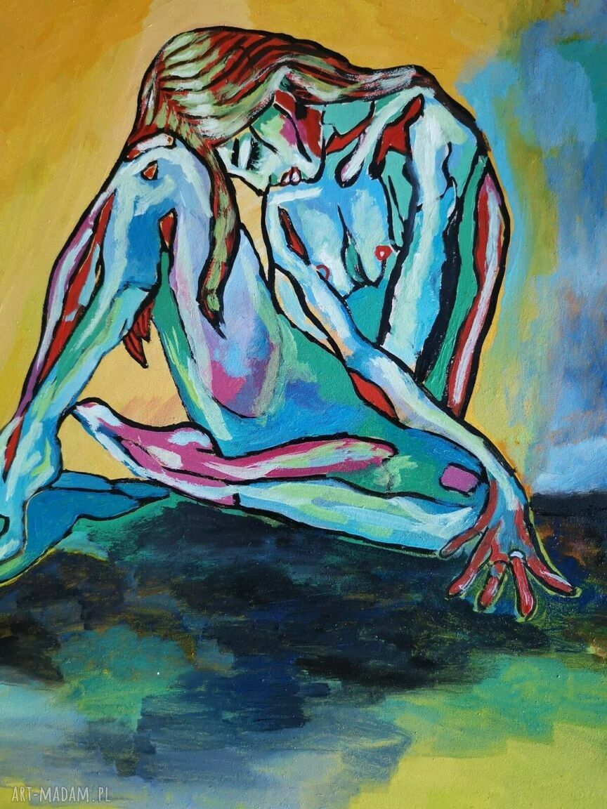 Ręcznie malowany obraz akt naga kobieta Carmenlotsu - 30x40 cm