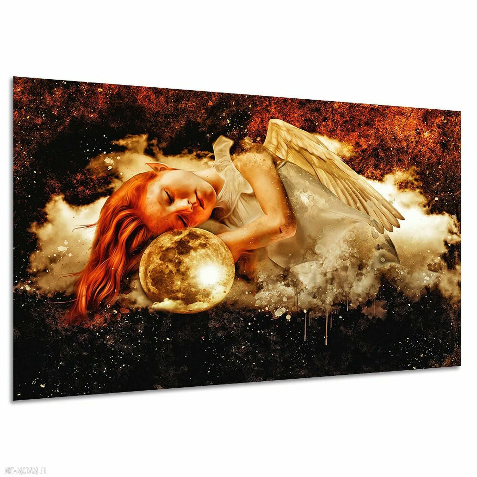 Obraz anioł z księżycem i skrzydłami - 120x80 cm