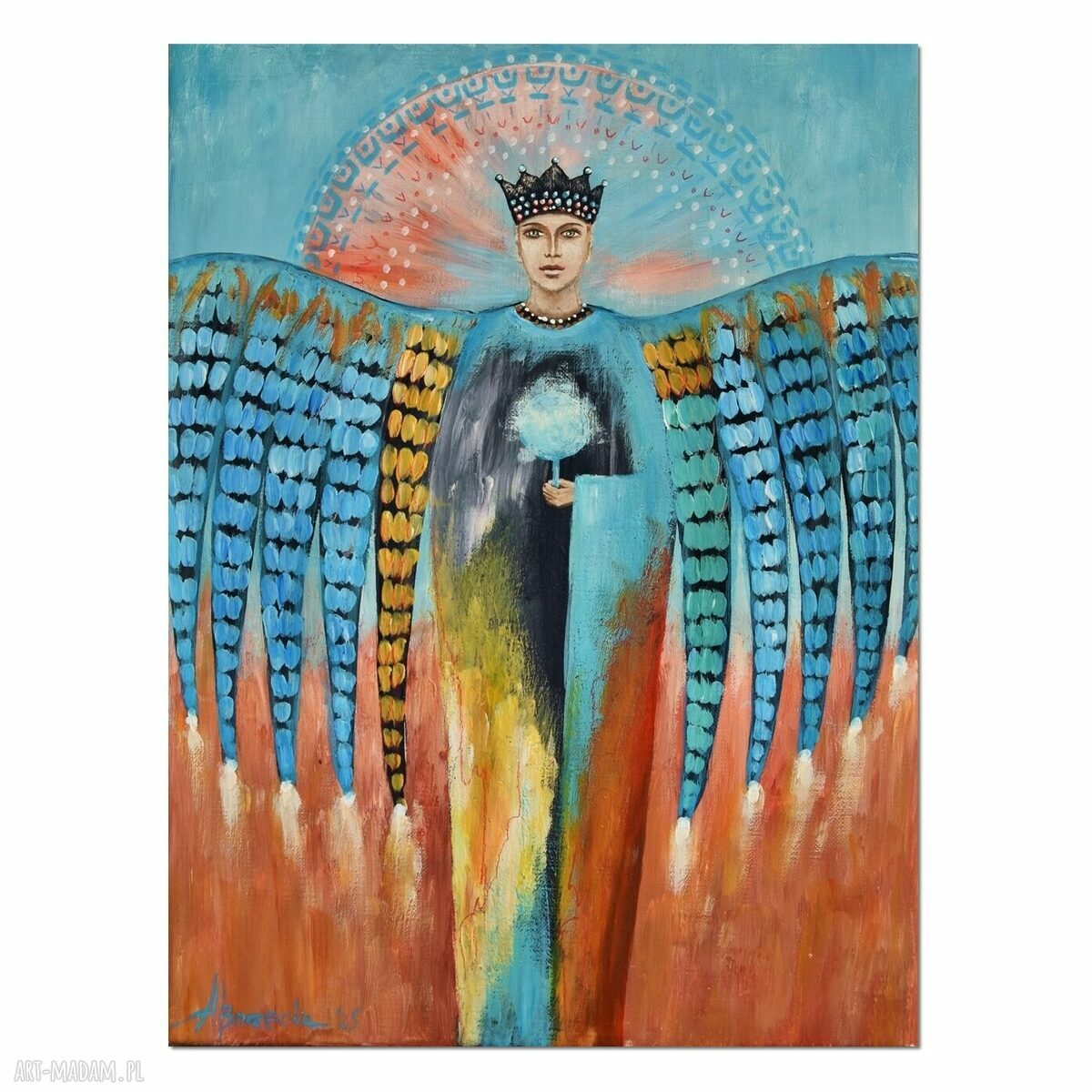 Obraz Anioł Kuglarz na zamówienie - ręcznie malowany akrylem 30x40