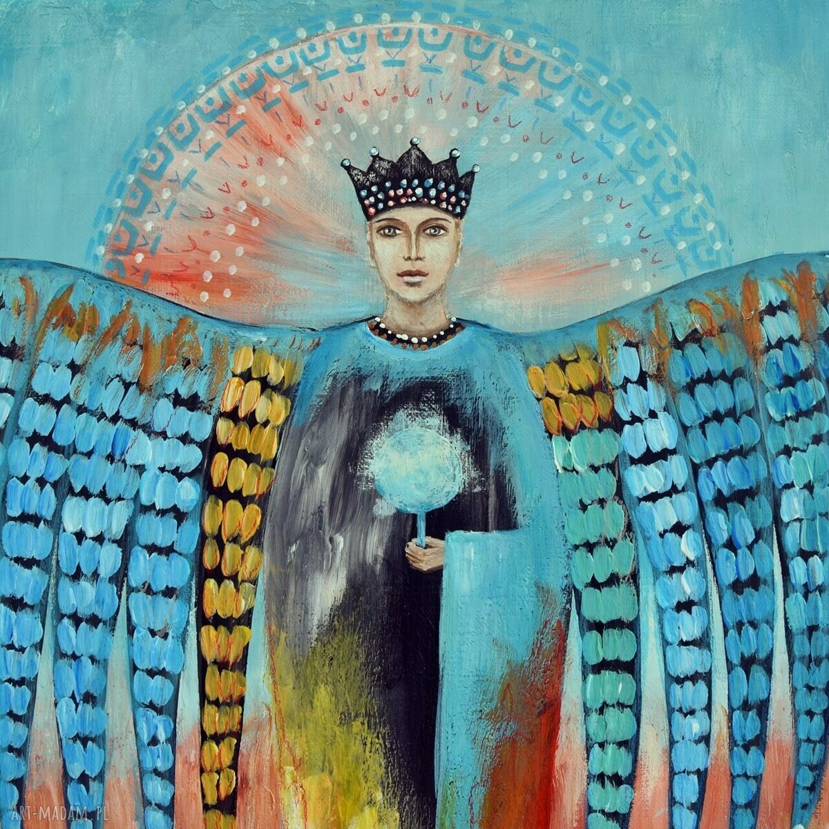 Obraz Anioł Kuglarz na zamówienie - ręcznie malowany akrylem 30x40