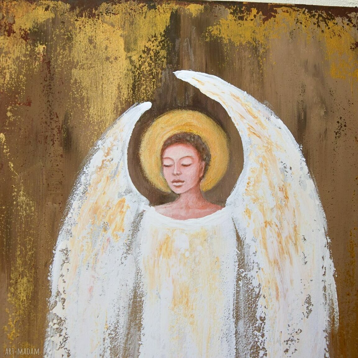 Anioł Stróż - obraz ręcznie malowany na płótnie na Chrzest (30x60 cm)