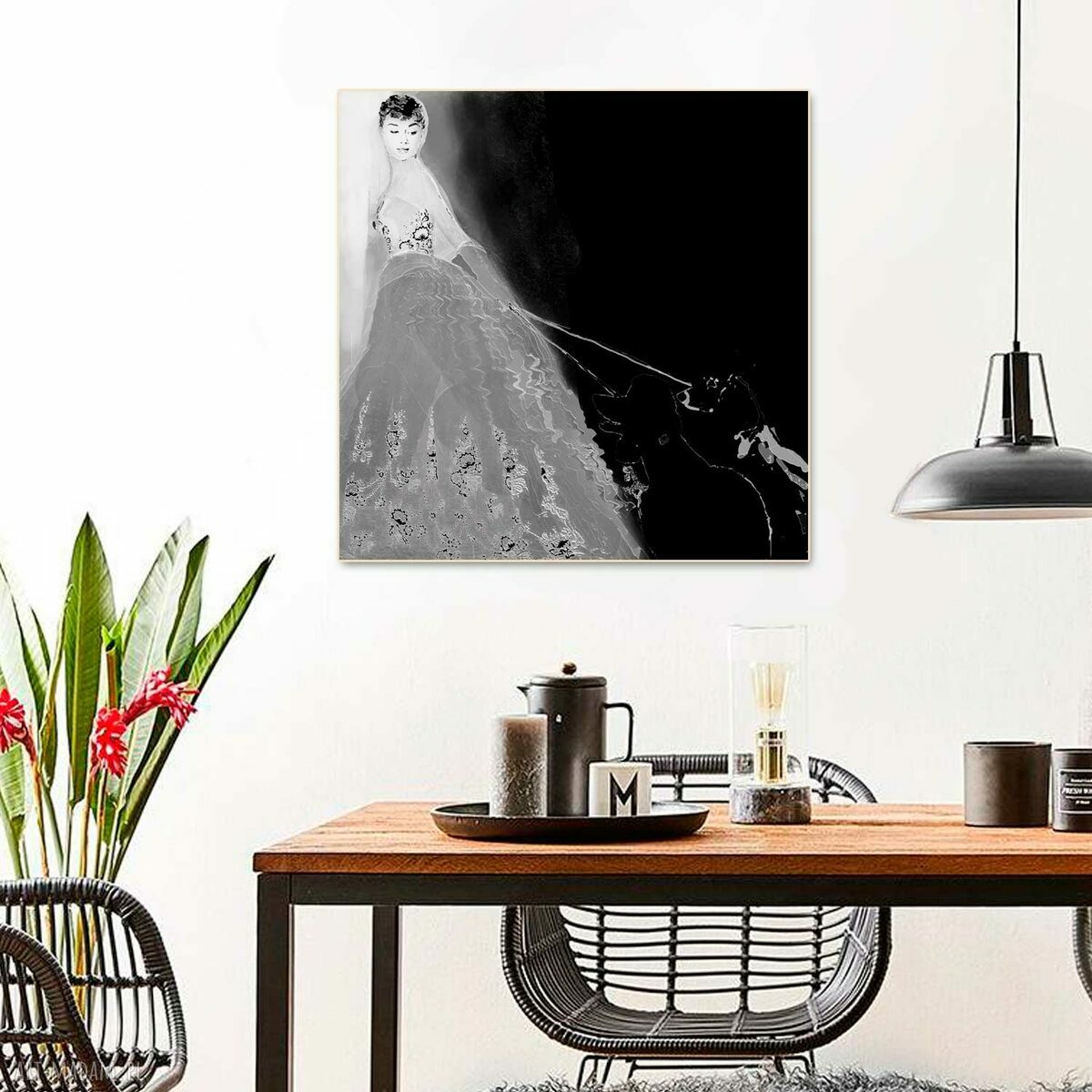 Obraz Audrey Hepburn w roli Sabriny 80x80 - elegancki minimalizm na płótnie