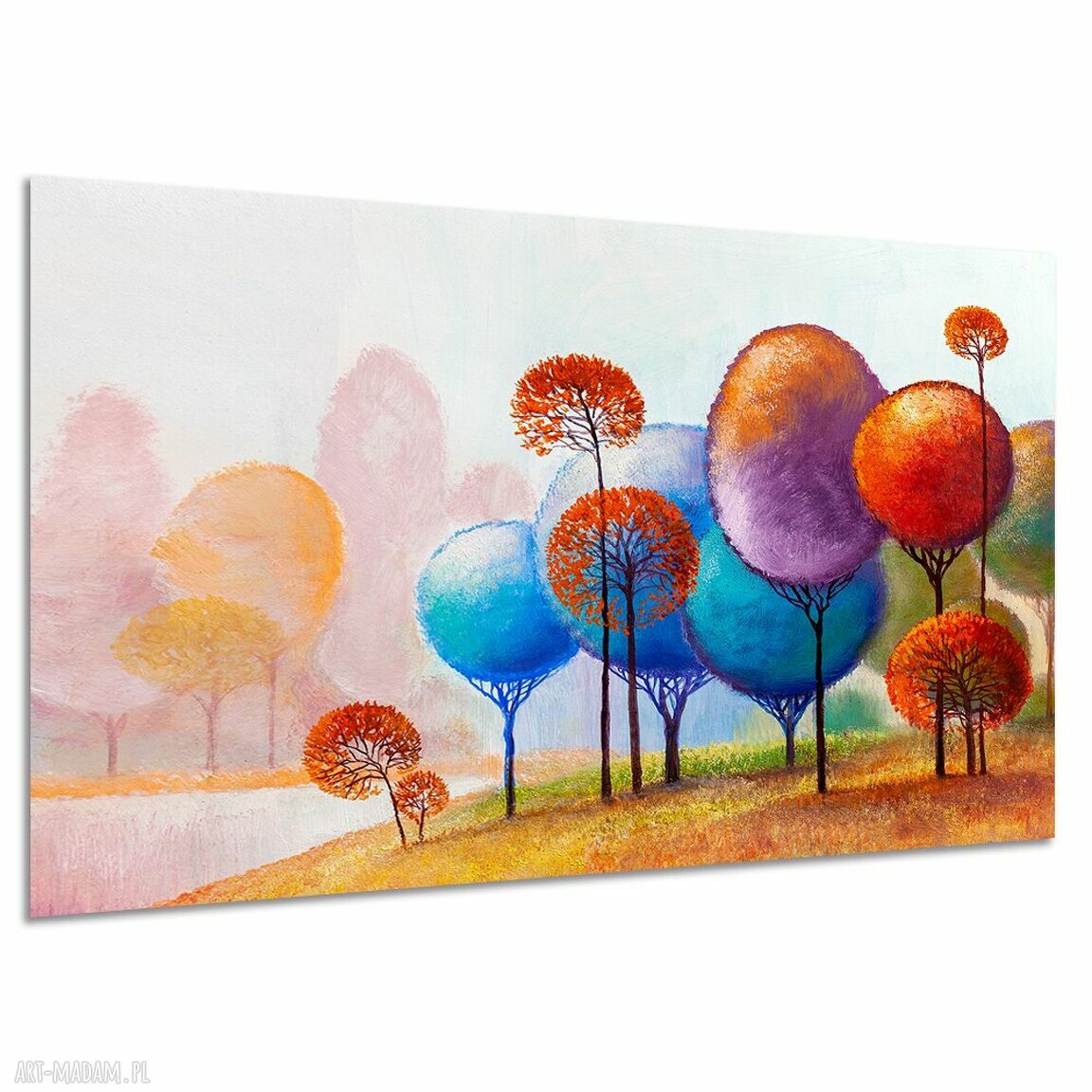 Bajkowe drzewa - kolorowy obraz na płótnie 120x80 cm