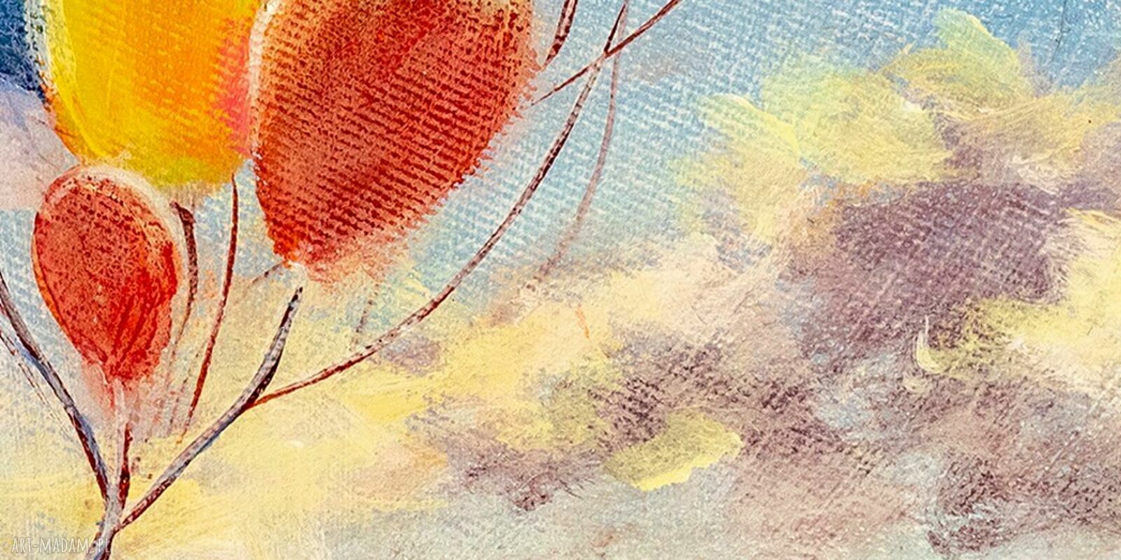 Obraz na płótnie Balony - dziewczynka w chmurach, 120x80 cm