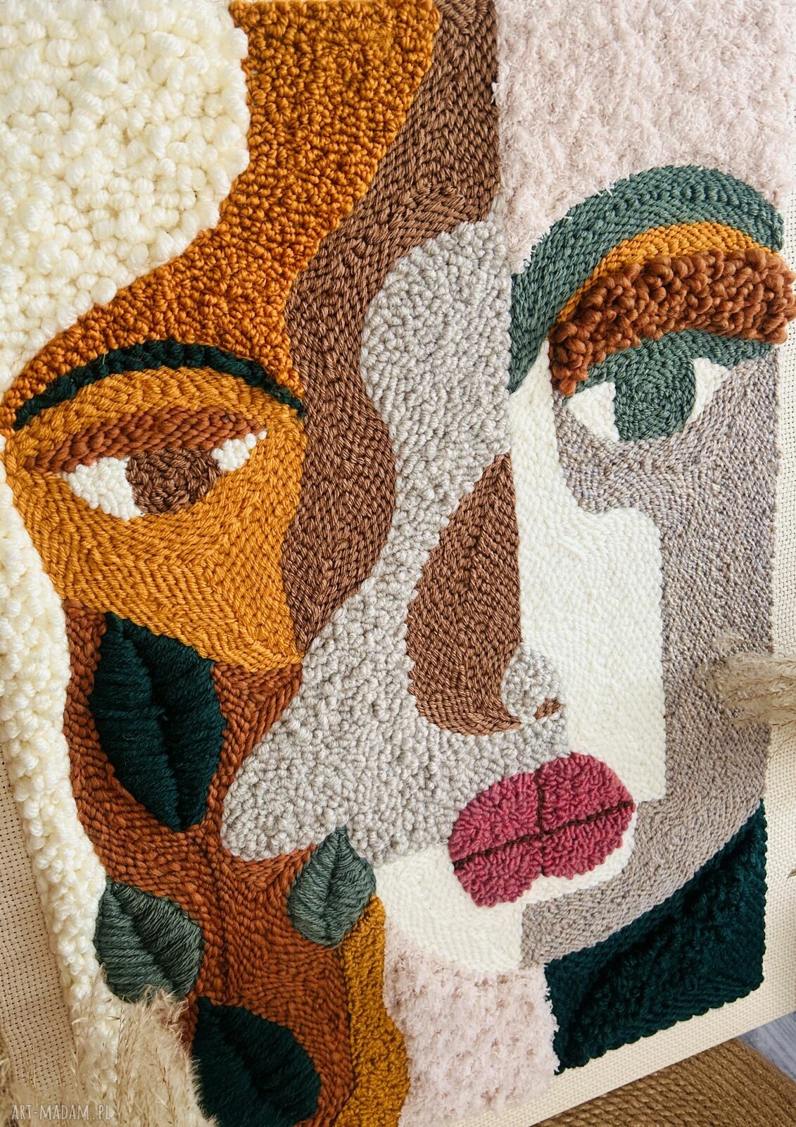 Boho obraz na ścianę 60x80 cm - punch needle 3D Sznurkowelove