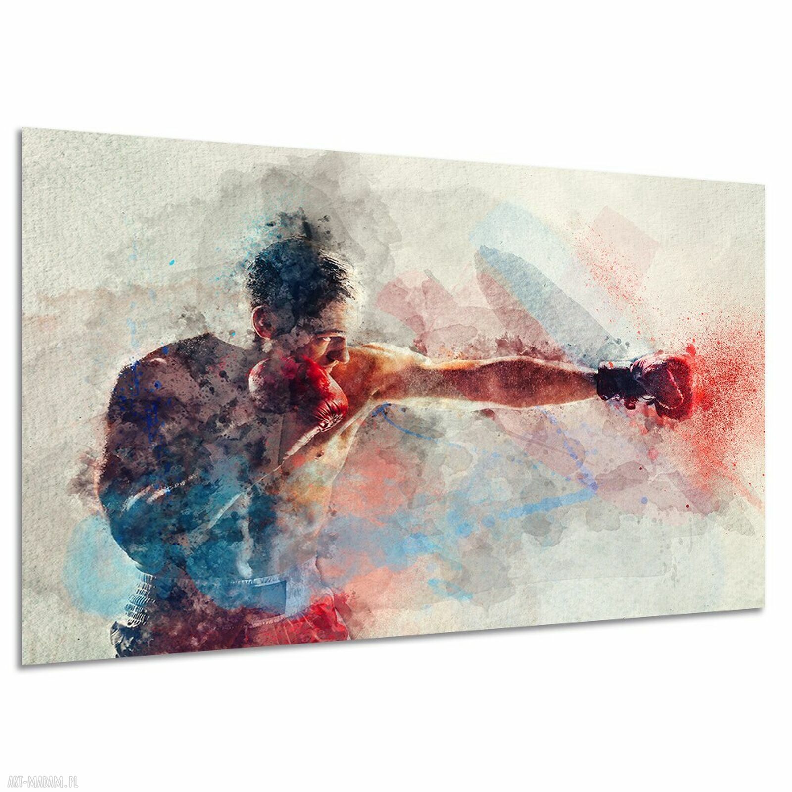 Obraz bokser - dynamiczna akwarela na płótnie 120 x 80 cm