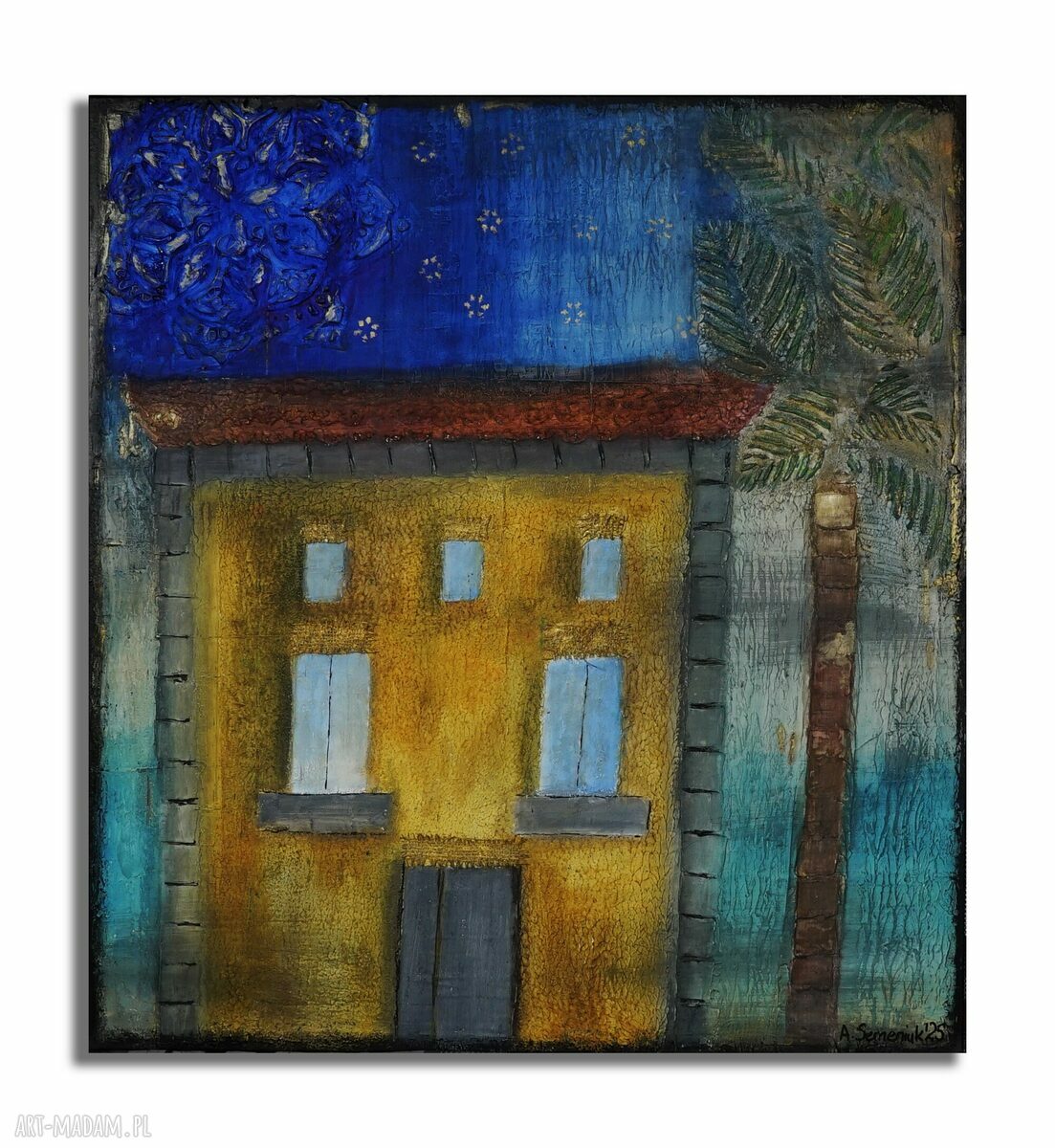 Obraz Casa española 8 100x90 cm z grubą strukturą - mixed media