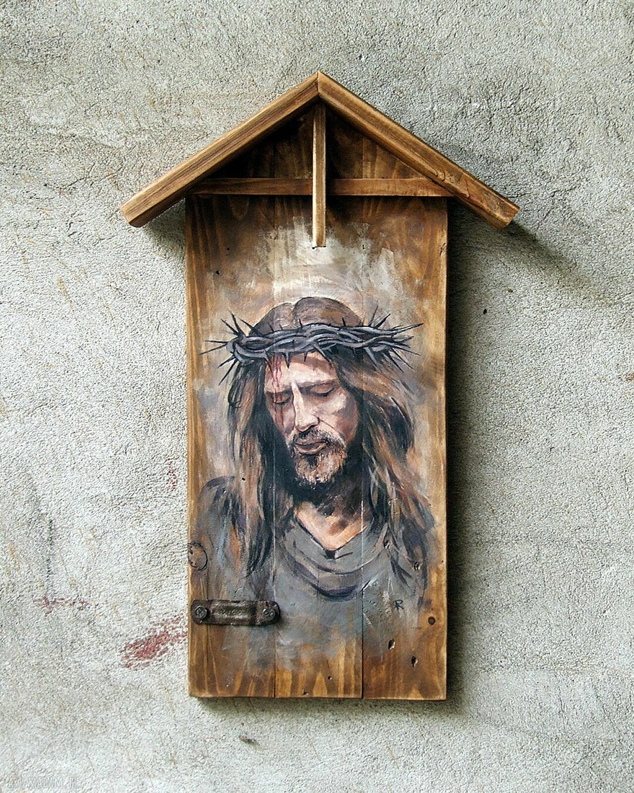 Obraz Chrystus w cierniowej koronie - malowany na starych deskach