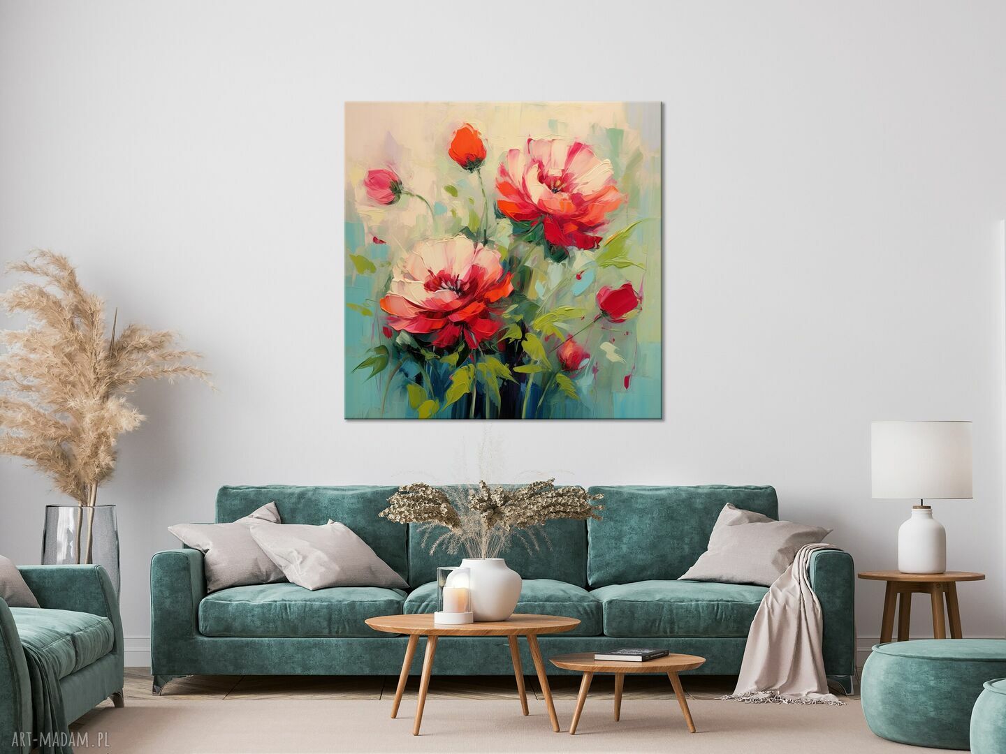 Czerwone piwonie - plakat florystyczny 50x50 cm