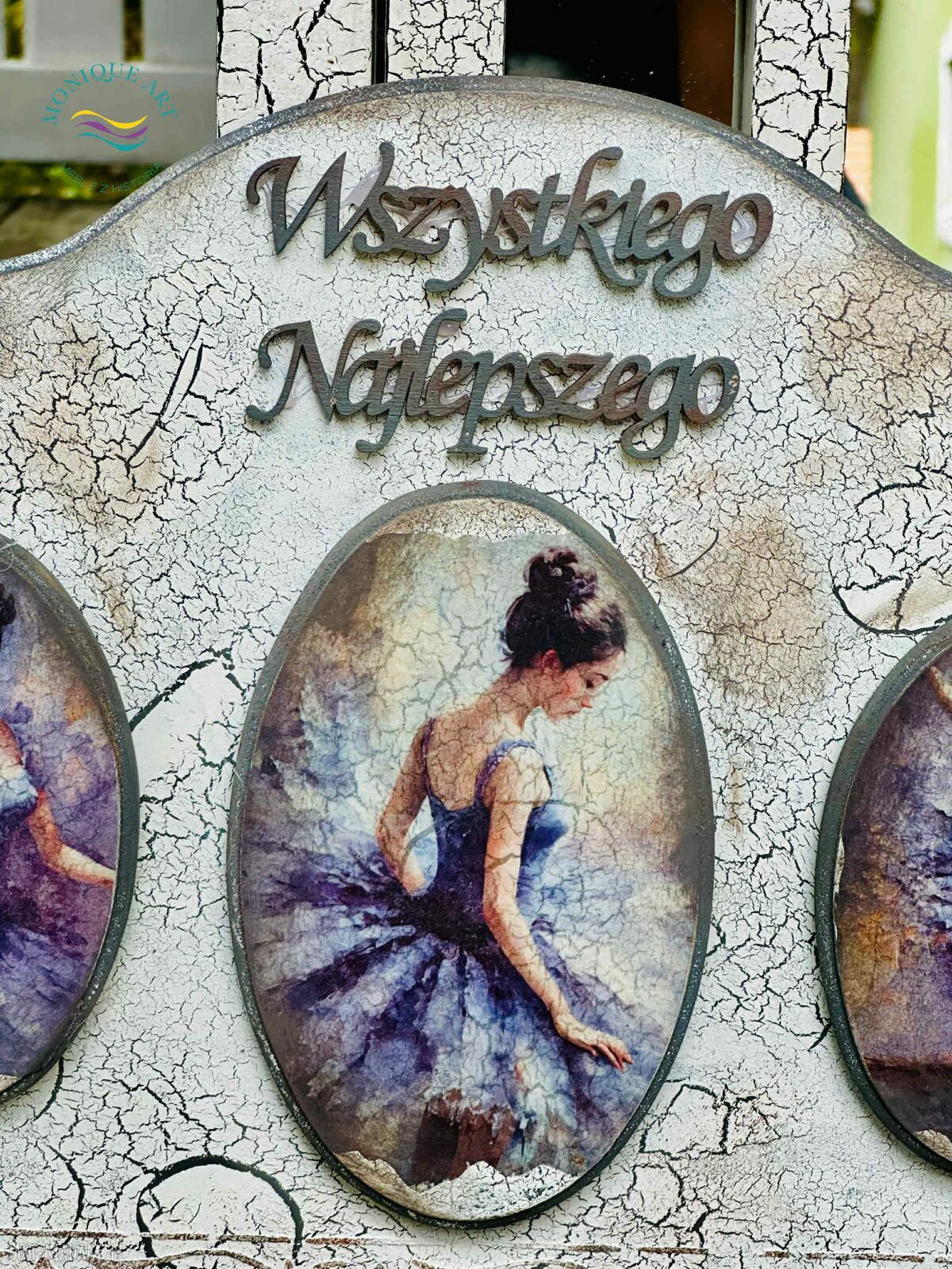 Obraz baletniczki "Wszystkiego najlepszego" - unikatowa dekoracja shabby chic