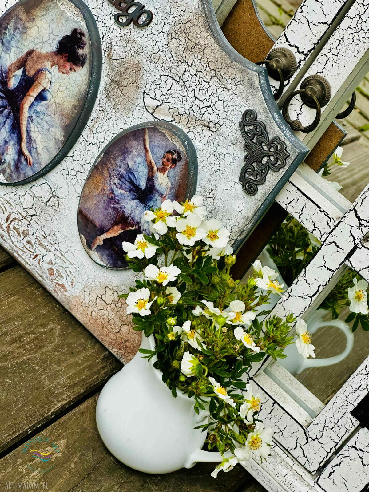 Obraz baletniczki "Wszystkiego najlepszego" - unikatowa dekoracja shabby chic