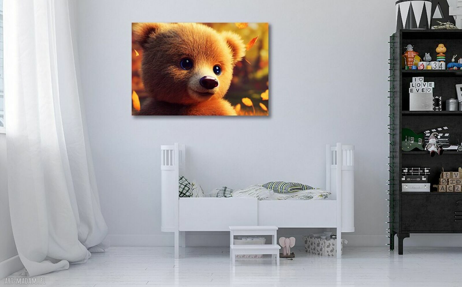 Obraz dla dzieci z niedźwiadkiem na płótnie 120x80 cm