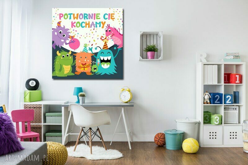 Kolorowy obraz dla dziecka 80x80 cm na płótnie canvas - Potworki