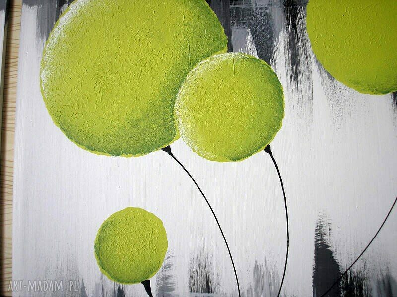 obraz DMUCHAWCE SELEDYNOWE - 150x50cm duży ręcznie malowany