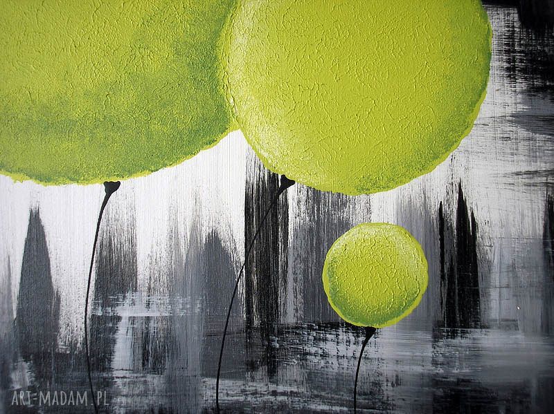 obraz DMUCHAWCE SELEDYNOWE - 150x50cm duży ręcznie malowany
