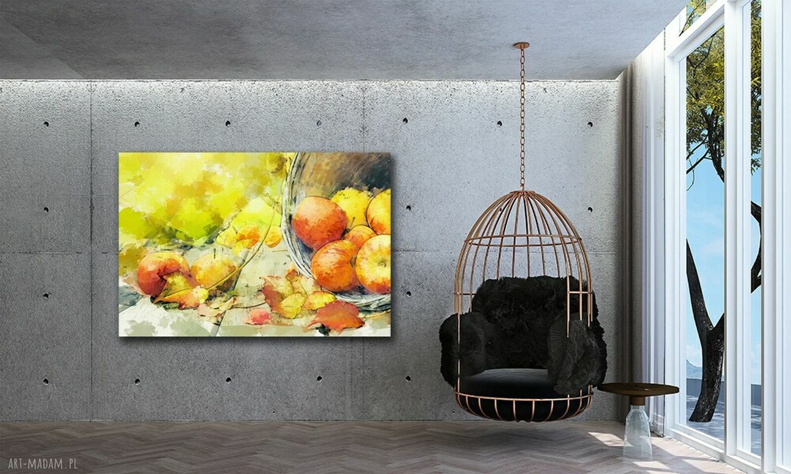 Obraz do jadalni z jabłkami - akwarelowy plakat 120x80 cm