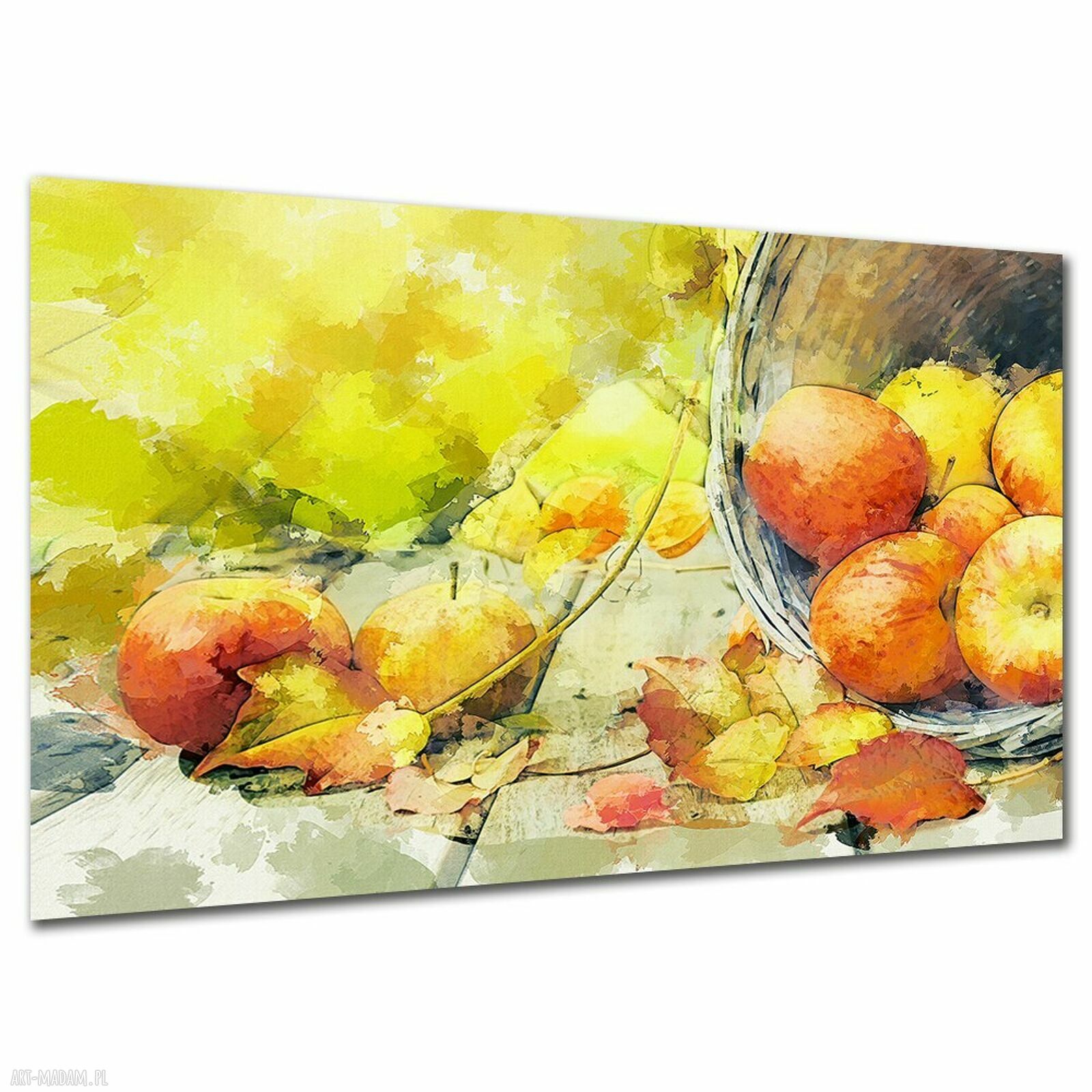 Obraz do jadalni z jabłkami - akwarelowy plakat 120x80 cm