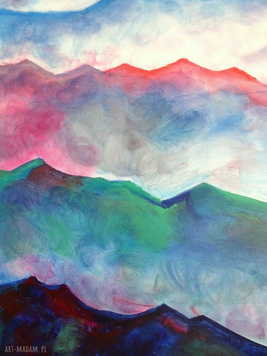 Obraz do salonu abstrakcja Bieszczady góry, olejny na blejtramie 100 x 70 cm (edycja limitowana)