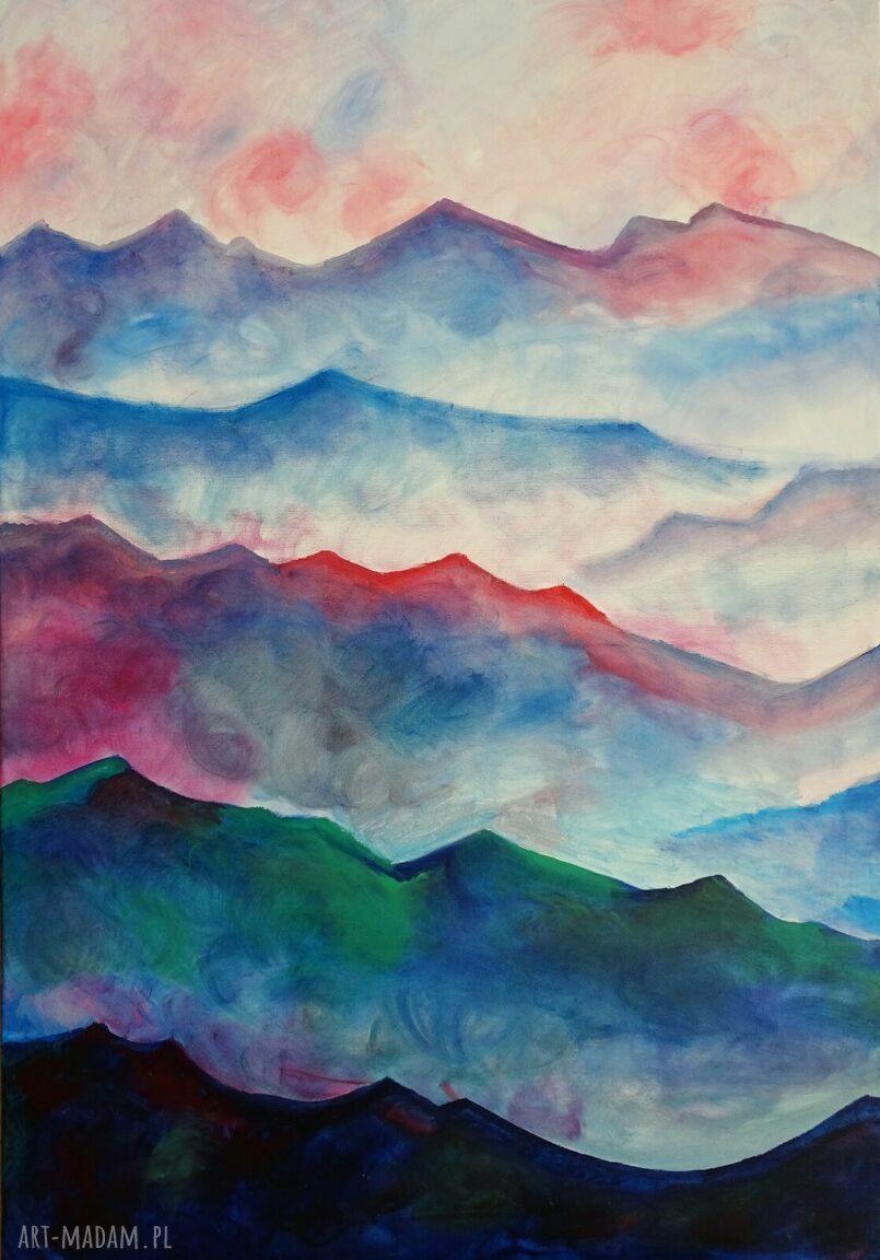 Obraz do salonu abstrakcja Bieszczady góry, olejny na blejtramie 100 x 70 cm (edycja limitowana)