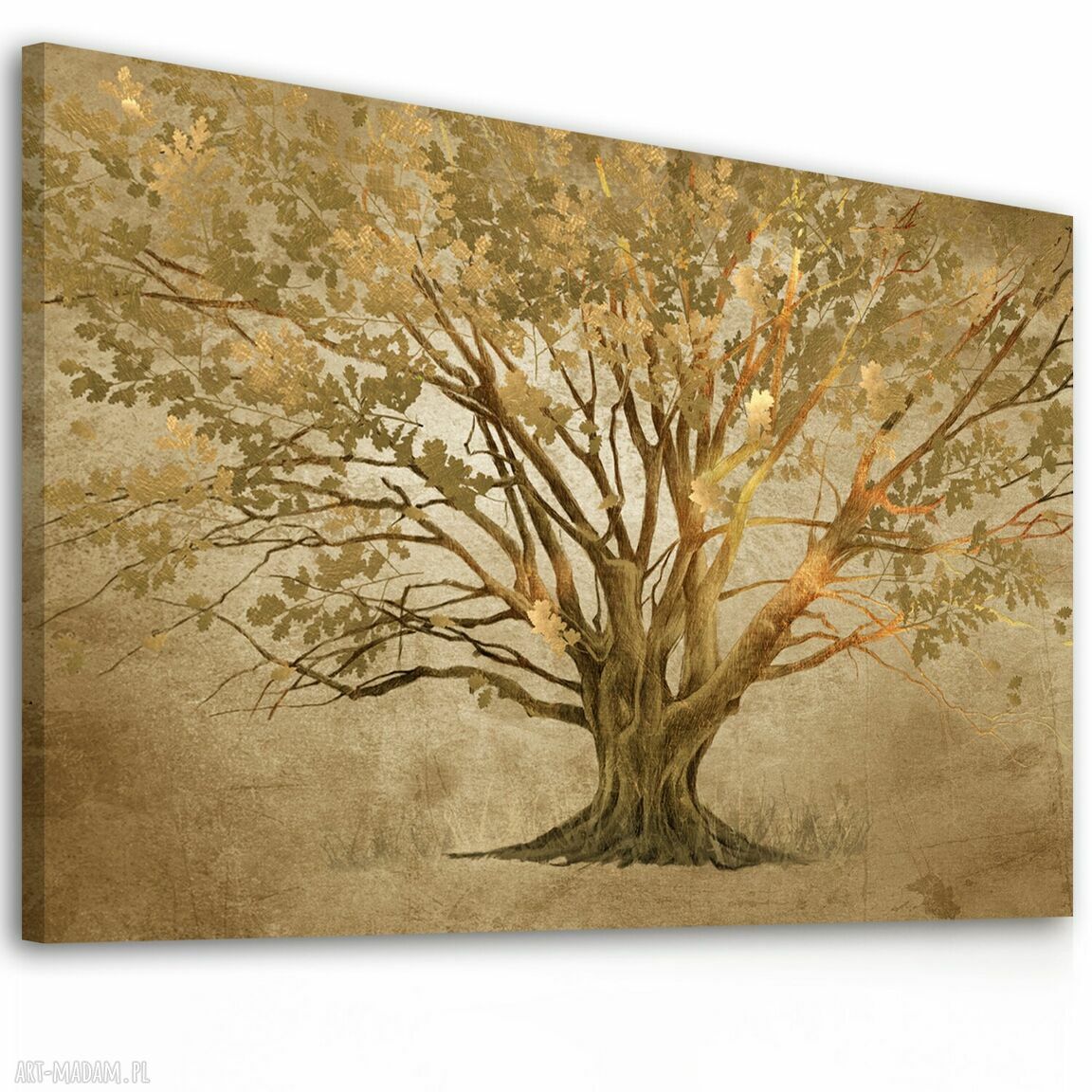 Obraz na płótnie z drzewem w złotych odcieniach 120x80 cm
