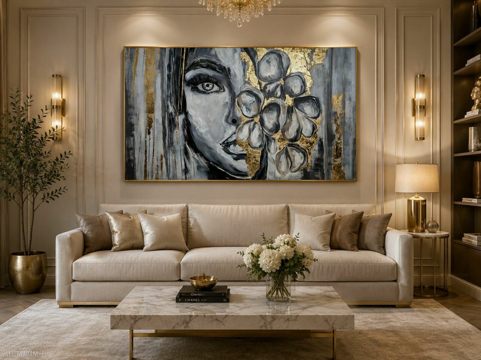 Ręcznie malowany obraz XXL Kobieta abstrakcja 100x170 cm