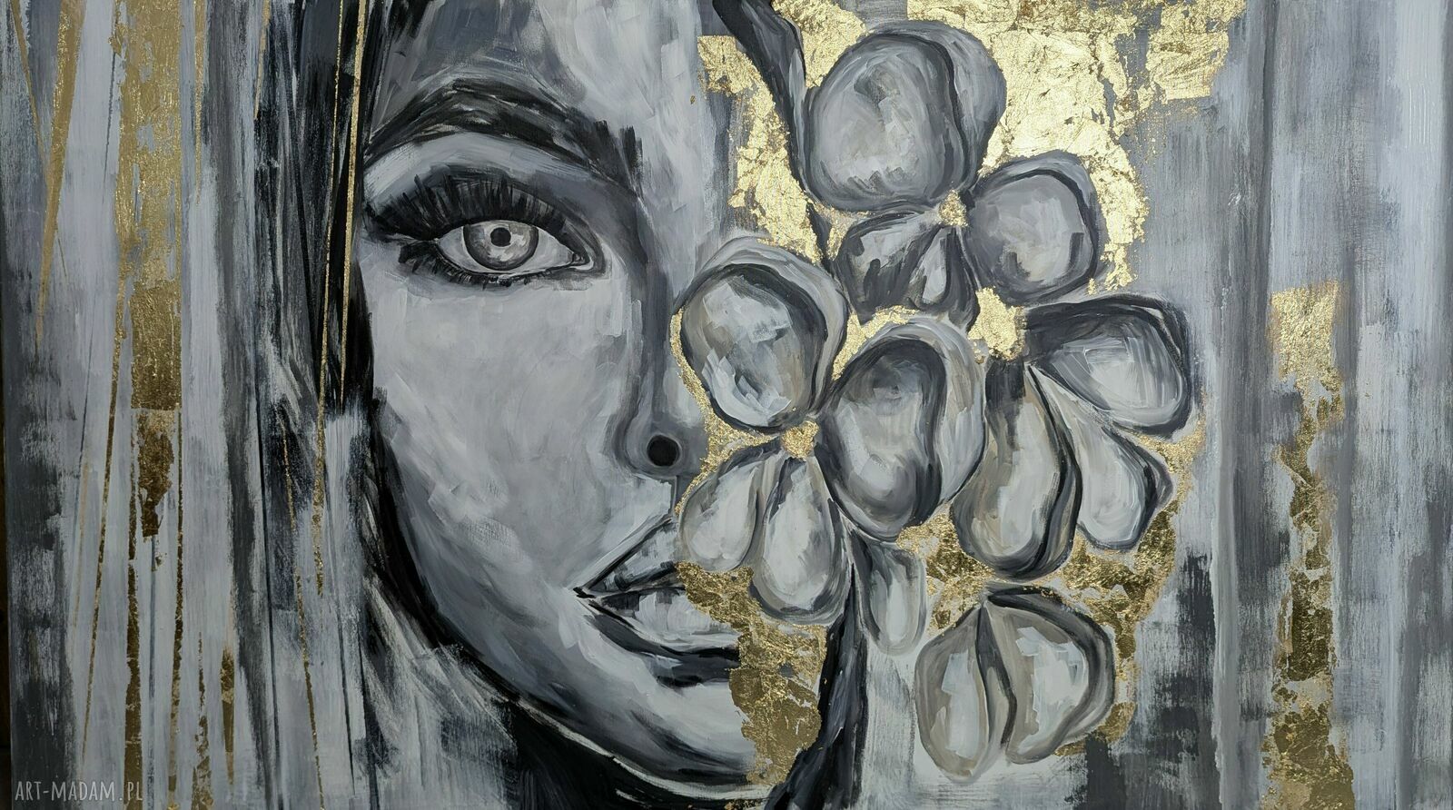 Ręcznie malowany obraz XXL Kobieta abstrakcja 100x170 cm