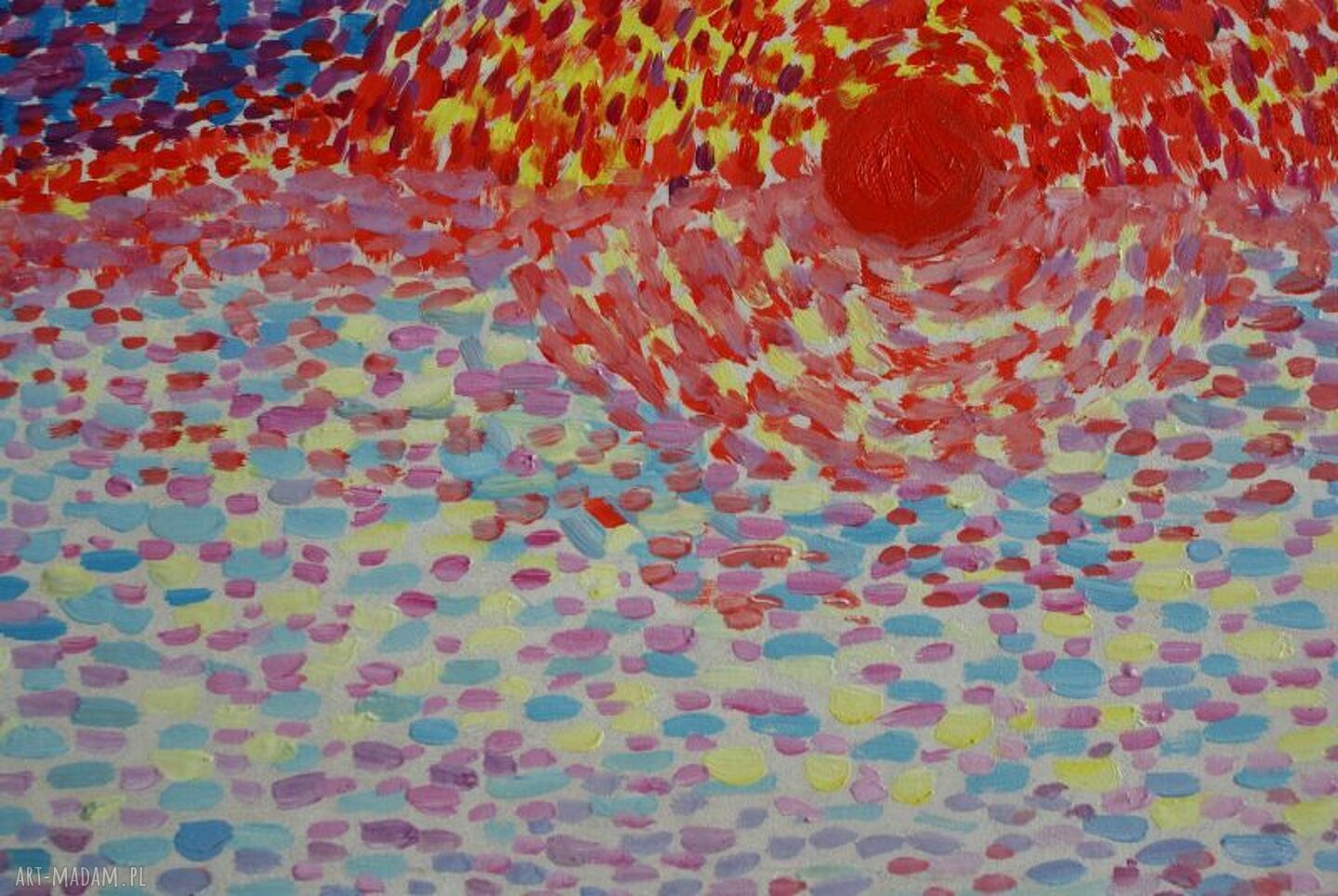 Obraz do salonu abstrakcja zachód słońca olejny 30x40 cm na zamówienie