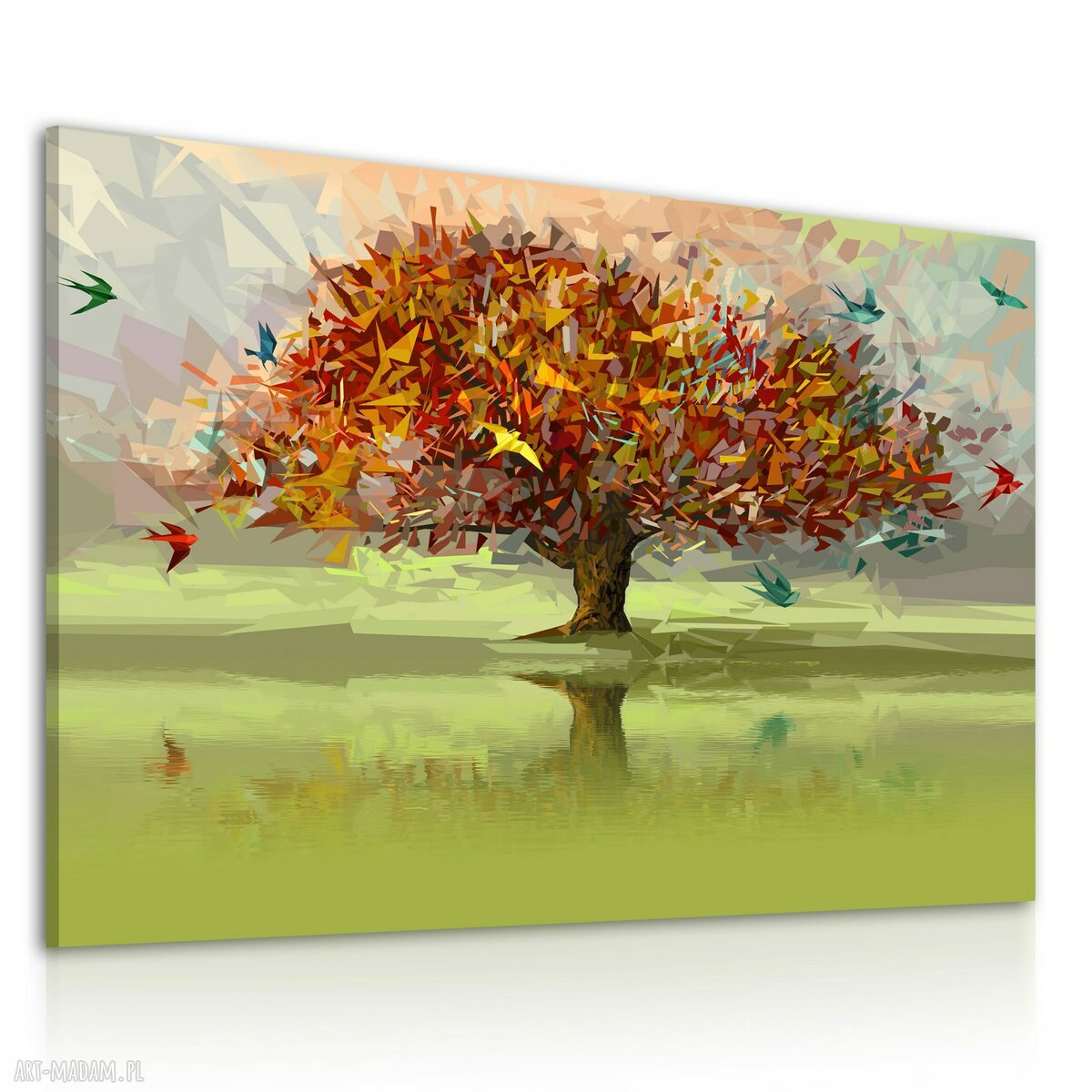 Obraz do salonu DRZEWO ORIGAMI 120x80 cm - druk na płótnie