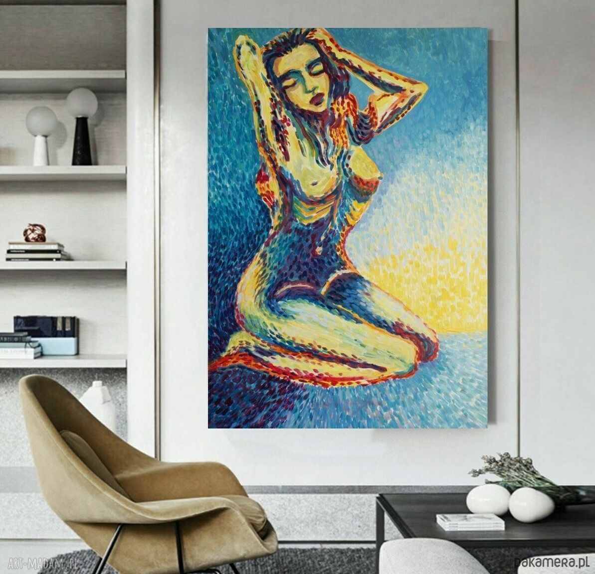 Obraz do salonu - akt naga kobieta, ręcznie malowany olej na płótnie 100x70 (edycja limitowana)
