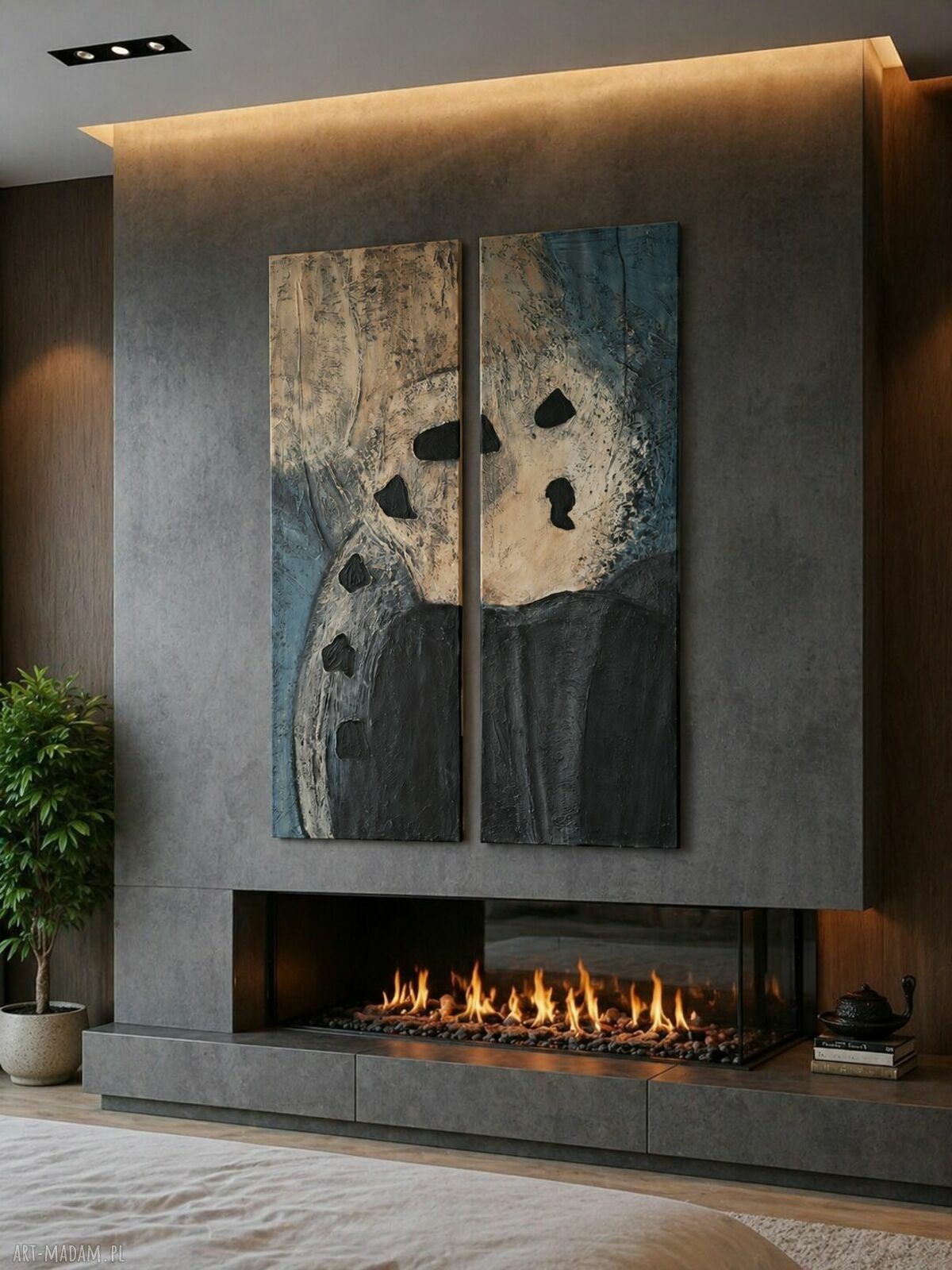 Komplet strukturalnych obrazów abstrakcyjnych 80x120 cm do salonu i biura 2 szt.