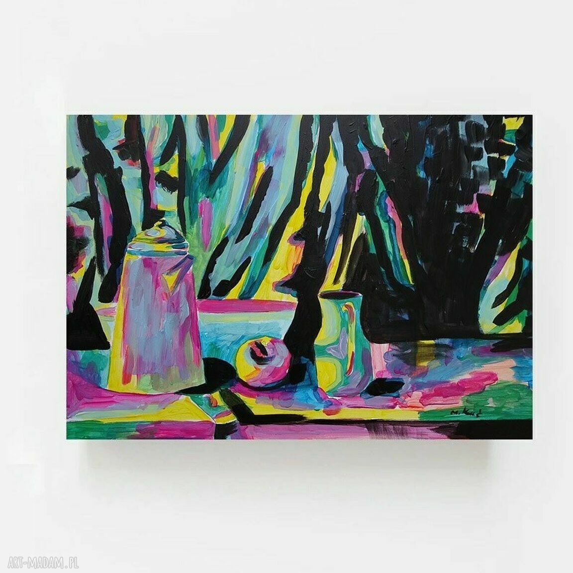 Ciemna martwa natura - obraz do salonu malowany akrylami 30/42 cm