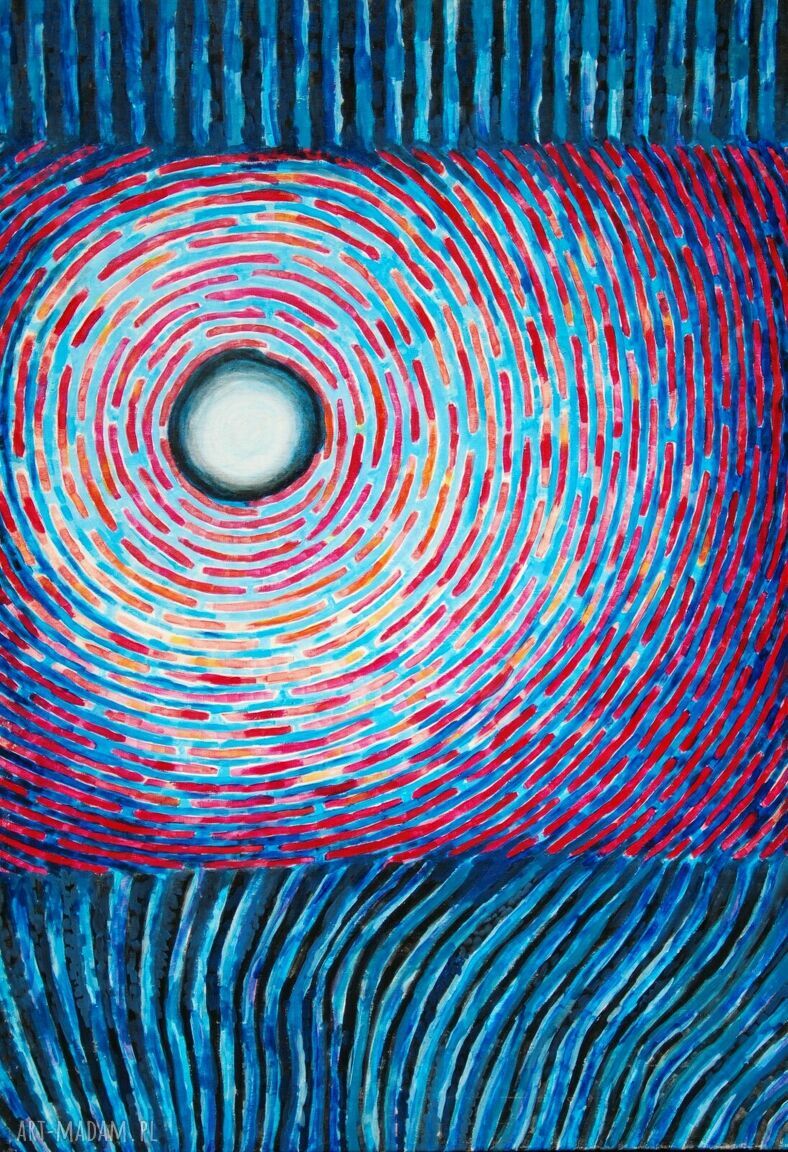 Duży obraz olejny na płótnie Pulsująca kula 100x70 cm – abstrakcja, edycja limitowana
