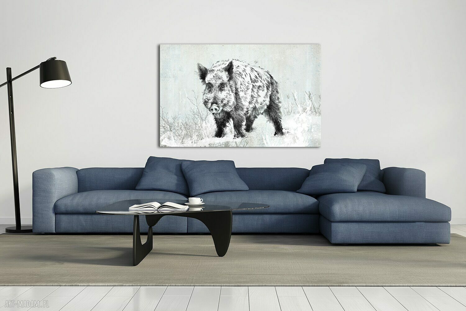 Obraz do salonu 120x80 cm - pejzaż dzik szkic 02285