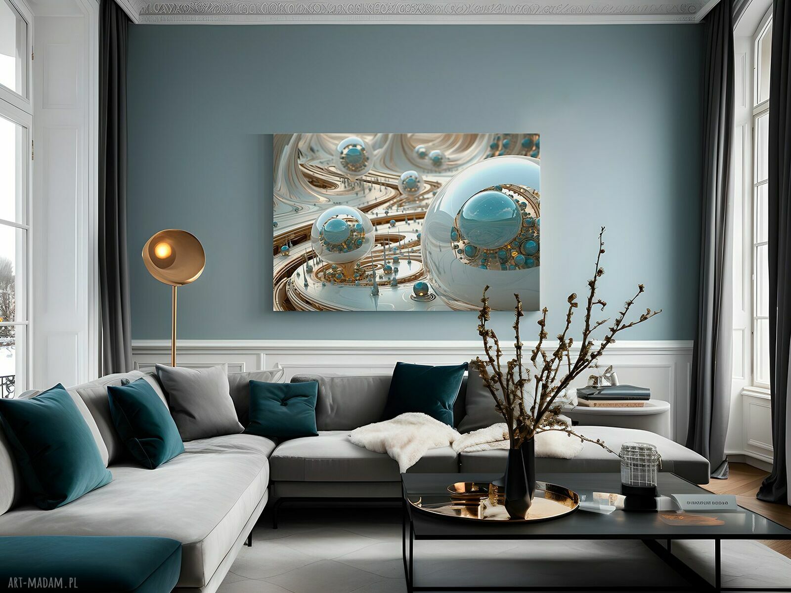 Obraz do salonu - Futurystyczna abstrakcja SF kule 70x50 cm (na płótnie)
