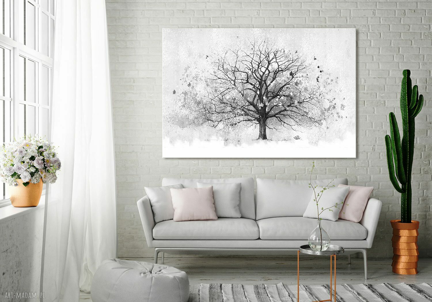 Obraz do salonu: czarno-białe drzewo 120x80 cm (duży format)