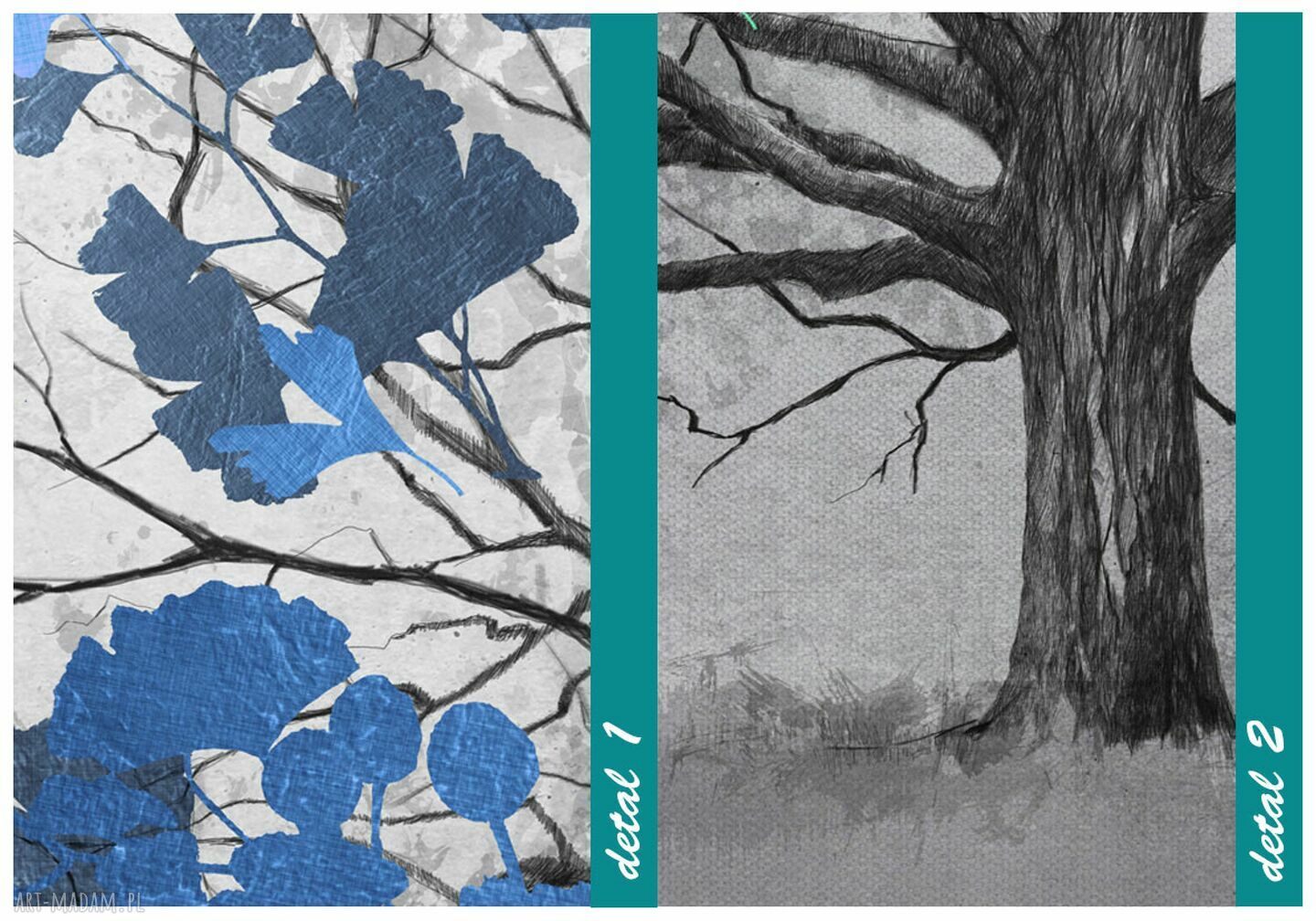 Obraz na płótnie z drzewem w odcieniach granatu 120x80 cm - gotowy do zawieszenia