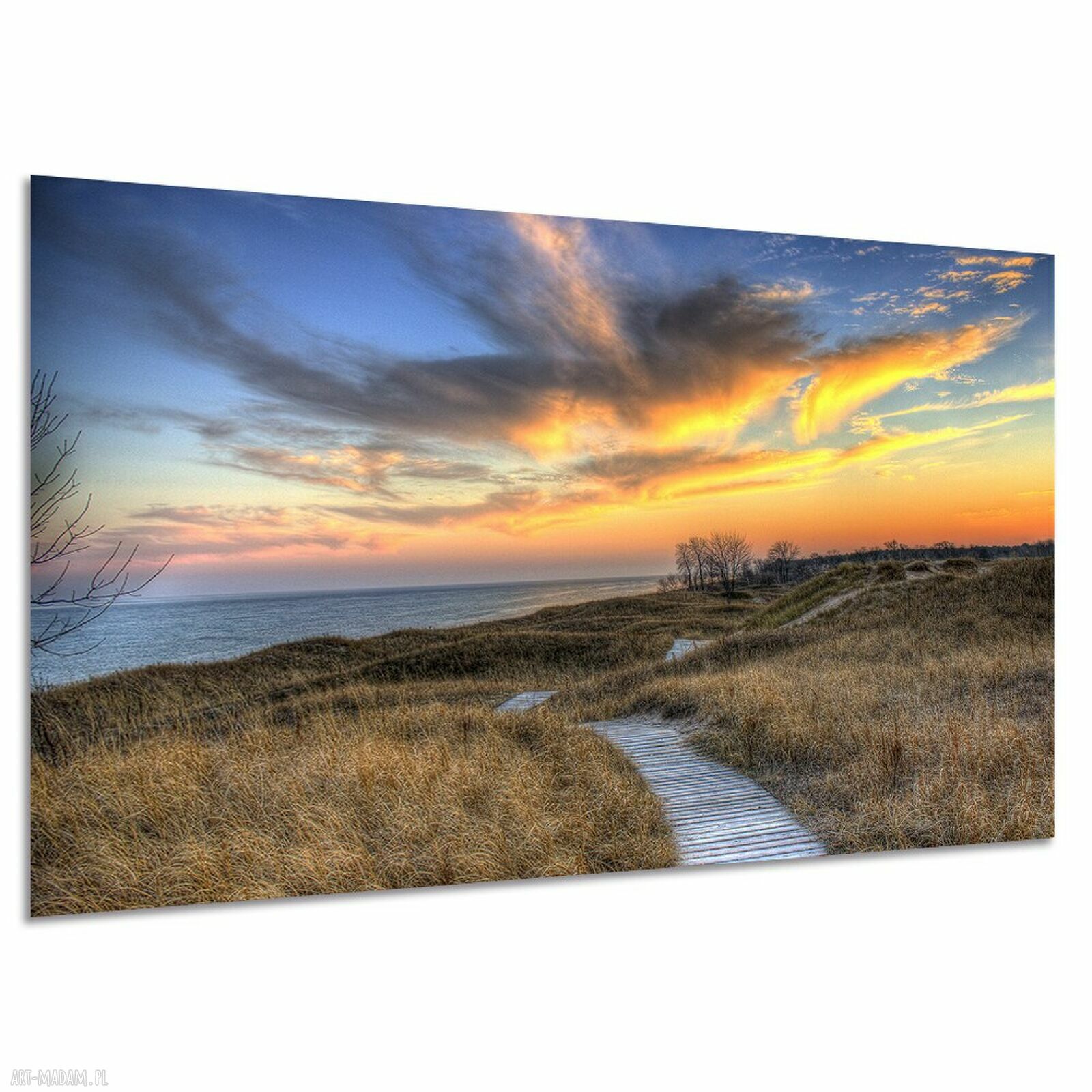 Obraz na płótnie do salonu - kładka, wydmy i plaża 120x80 cm