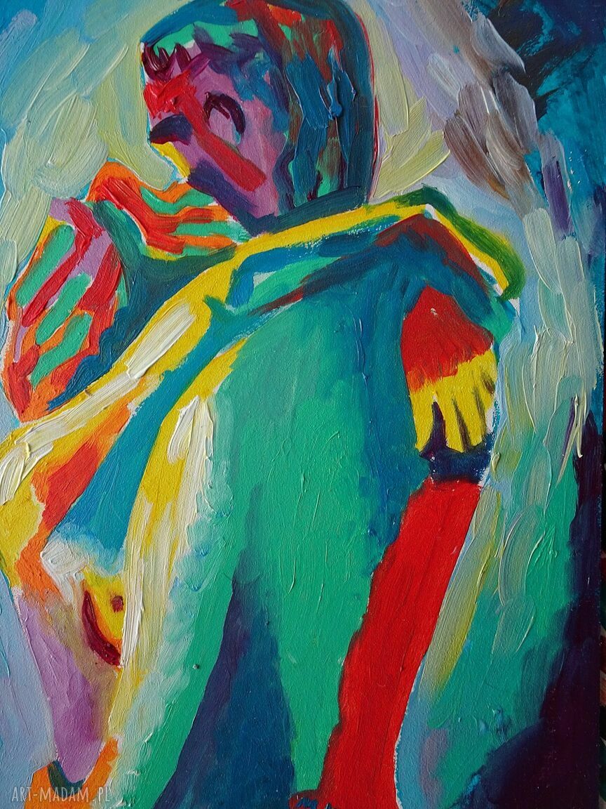 Obraz do salonu Kochankowie (Lovers) ręcznie malowany olejami w ekspresjonizmie | art Madam.pl