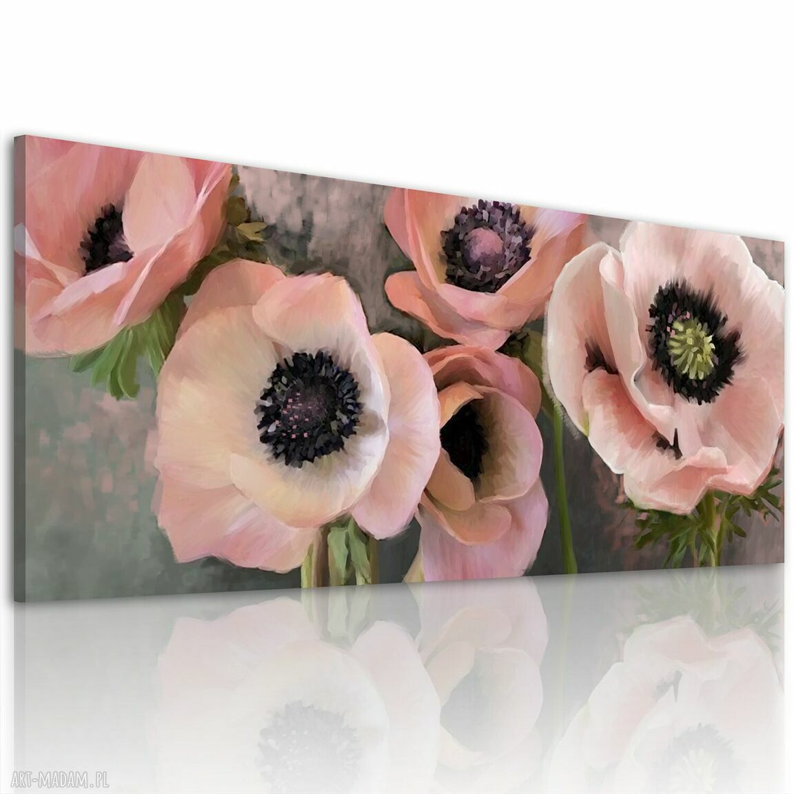 Różowe anemony na płótnie - obraz do salonu 147x60 cm
