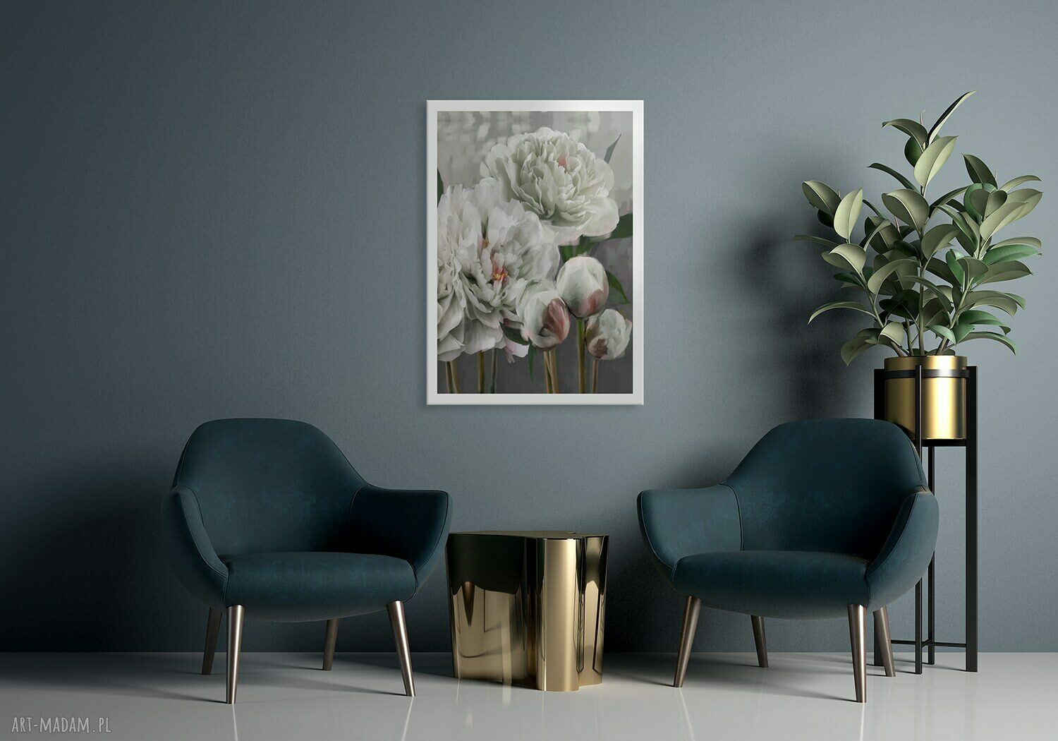Obraz z piwoniami do salonu i sypialni - 50x70 cm, gotowy do powieszenia