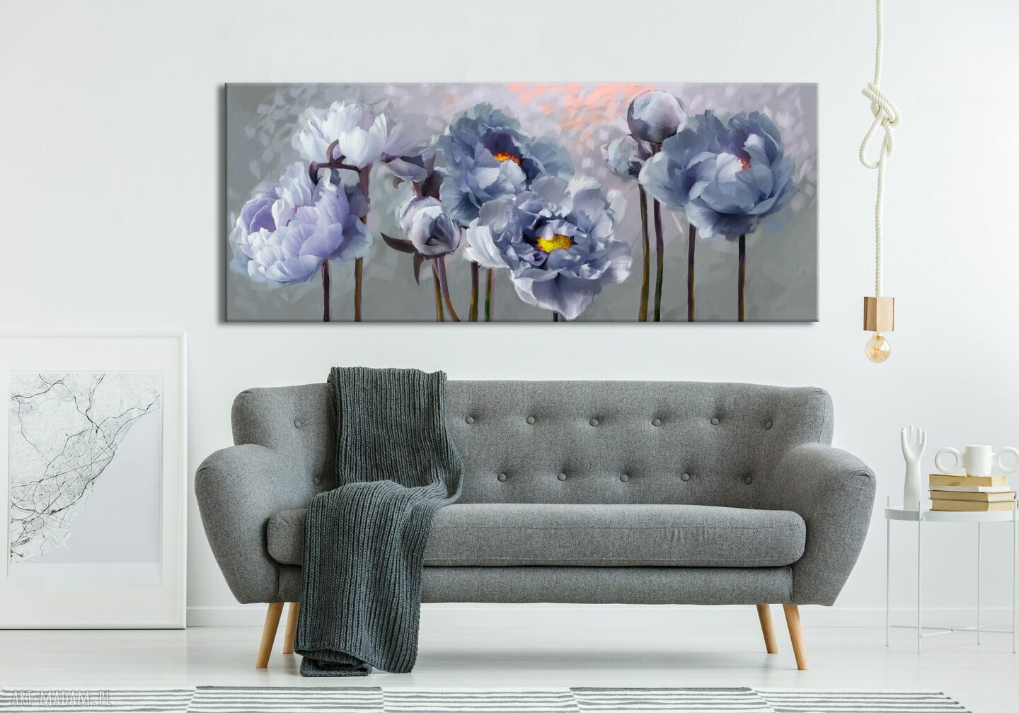 Obraz do salonu z piwoniami na płótnie 147x60 cm (gotowy do zawieszenia)