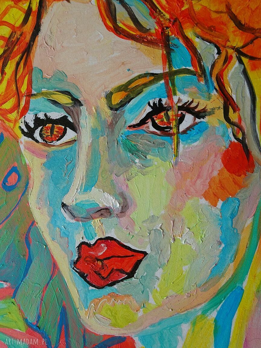 Obraz do salonu „Pani Wiosna” - ręcznie malowany akryl na płycie 30x40 cm