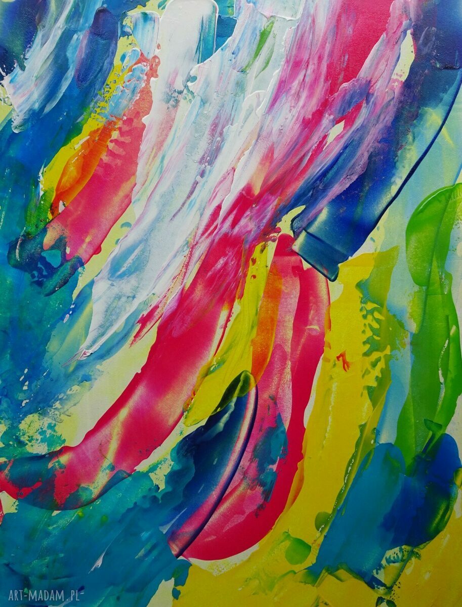 Obraz do salonu „Abstrakcja dla odważnych” - akryl na płycie 30x40 cm