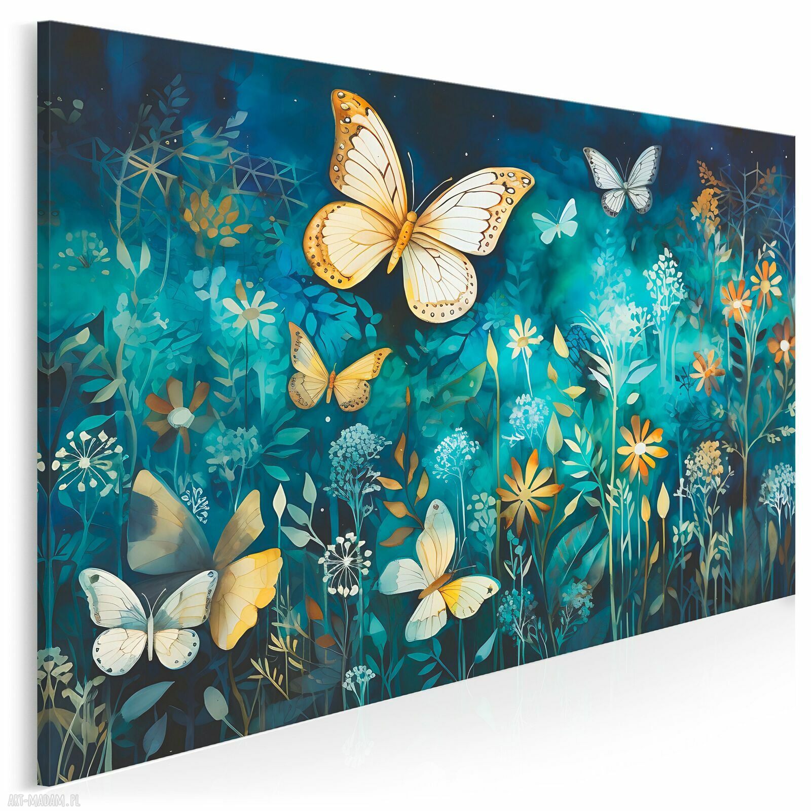 Obraz motyle wśród kwiatów - magiczny motyw 70x50 cm