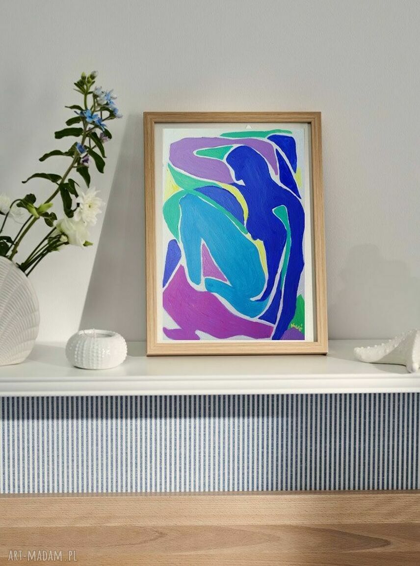 Obraz olejny w stylu fowizmu Matisse - taniec i kobieca emocja (A4)