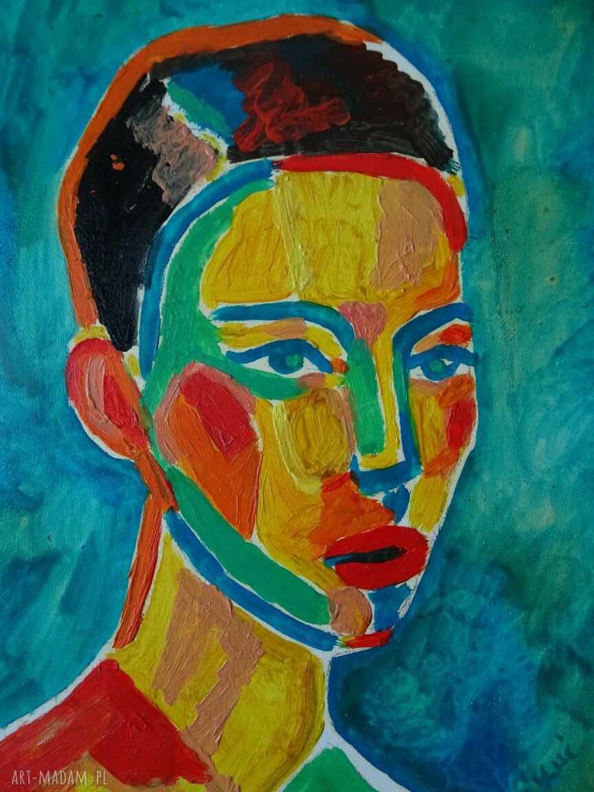 Portret kobiety w fowizmie obraz akrylowy 21x29 cm (limitowana edycja)