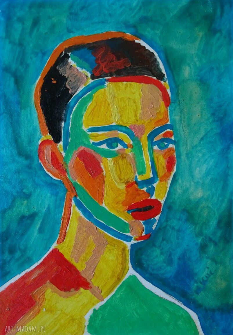 Portret kobiety w fowizmie - obraz akrylowy 21x29 cm (limitowana edycja)